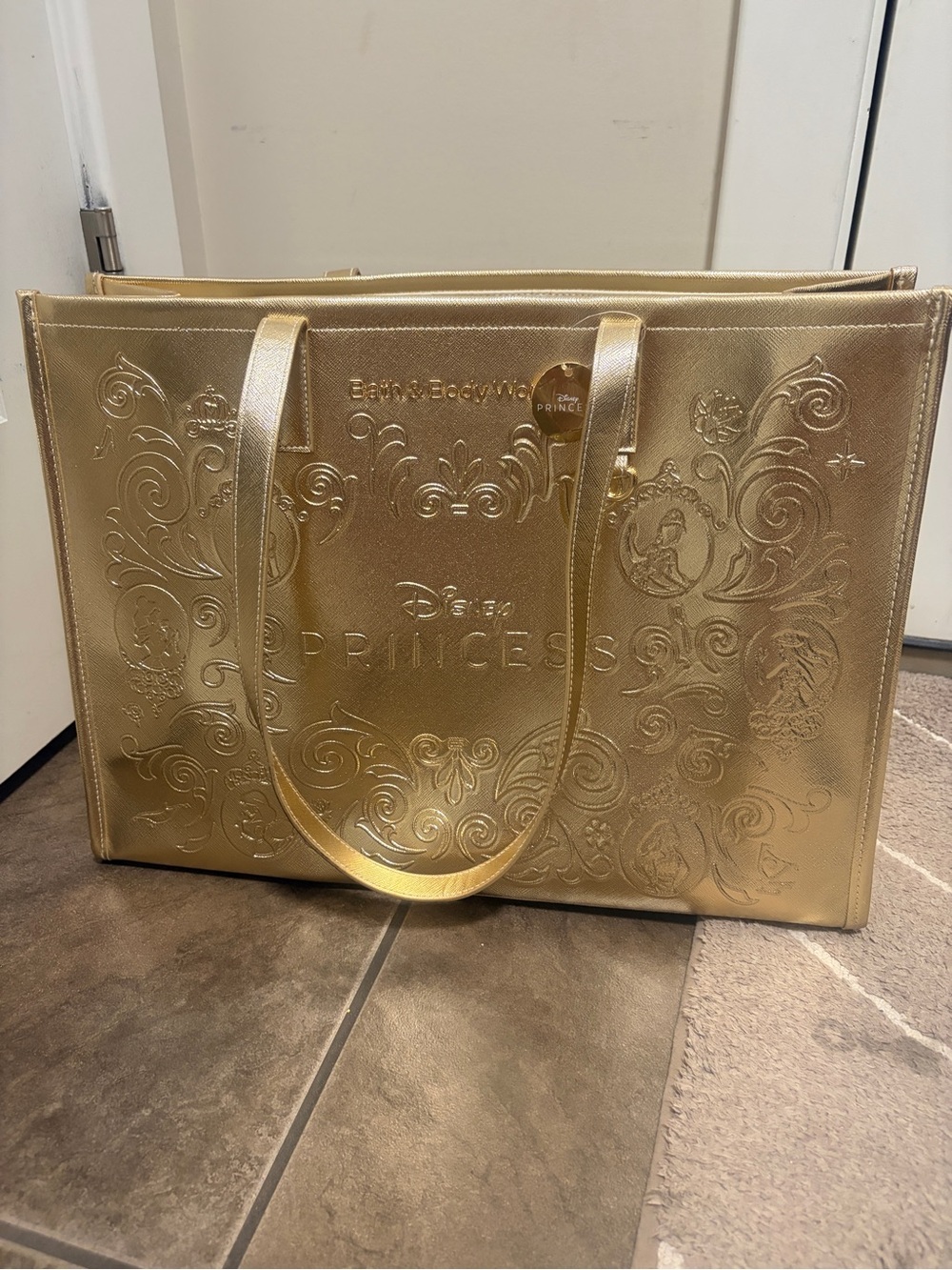 Bath & Body Works Metallic Gold Princess Embossed Tote